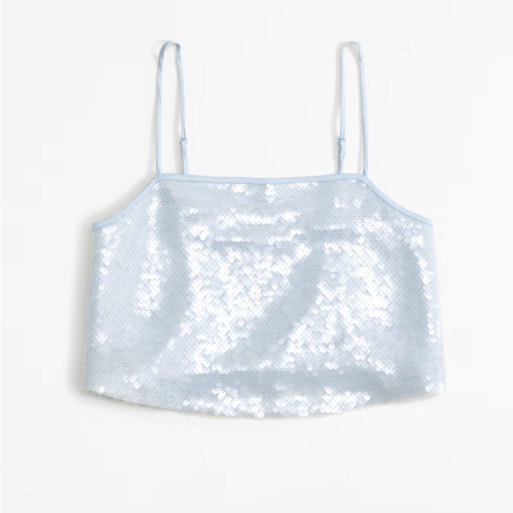 Matching Set Sequin Squareneck Set Top. NWT a&f Abercrombie blue crop camisole